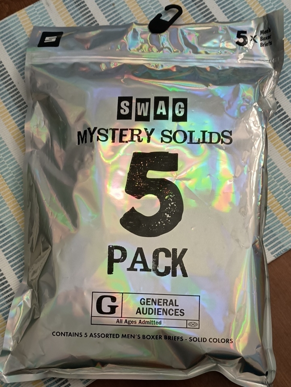 SWAG Mystery Solids 5-Pack Men’s Boxer Briefs - Solid Assorted Colors